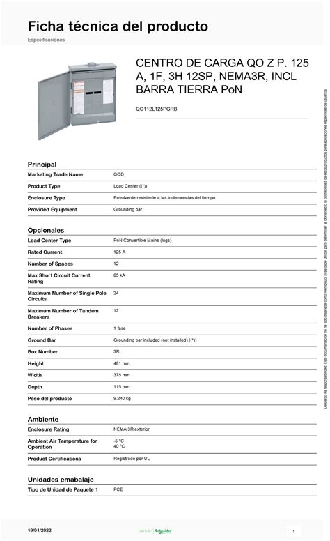 Centros De Carga Qo Qo L Pgrb Ficha T Cnica Del Producto