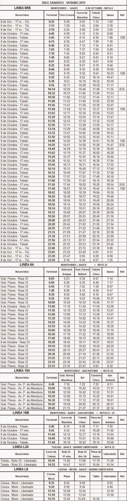 HORARIOS DEL TRANSPORTE METROPOLITANO HORARIOS DE VERANO 2015