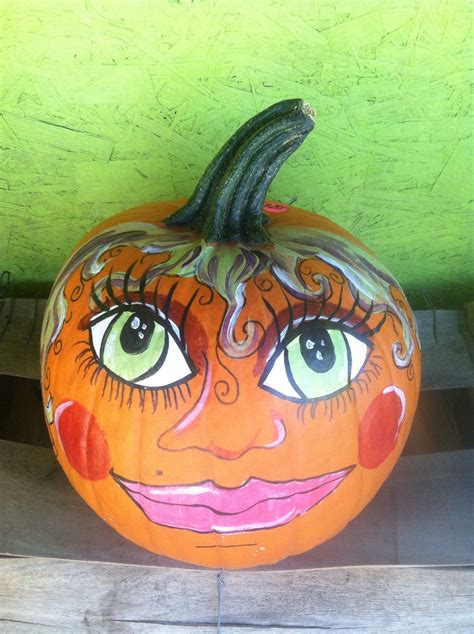 The Pretty Girl Pumpkin Painted Pumpkins Hand Painted Pumpkin