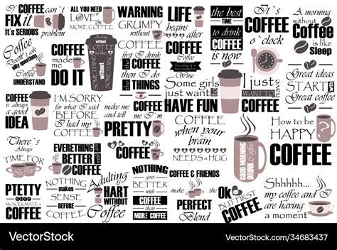 Collection coffee phrases slogans or quotes Vector Image