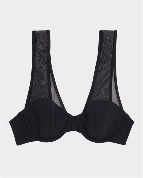 Jets Australia Sheer Mesh Balconette Bikini Top In Black Modesens