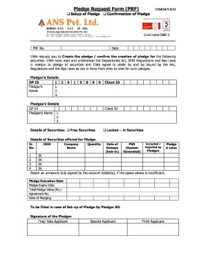 Fillable Online Pledge Request Form Prf Fdem Setup Of Pledge Fax