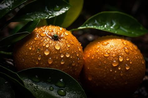 Premium Ai Image Two Oranges With Water Droplets On Them