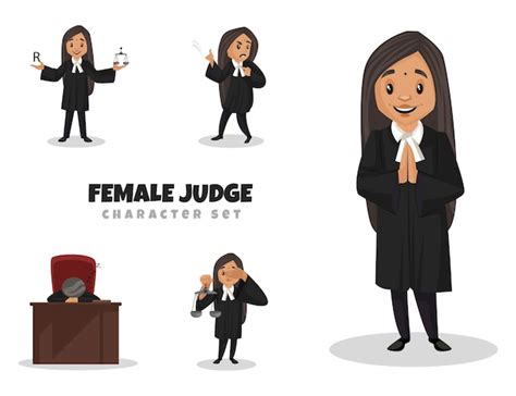 Premium Vector Illustration Of Female Judge Character Set