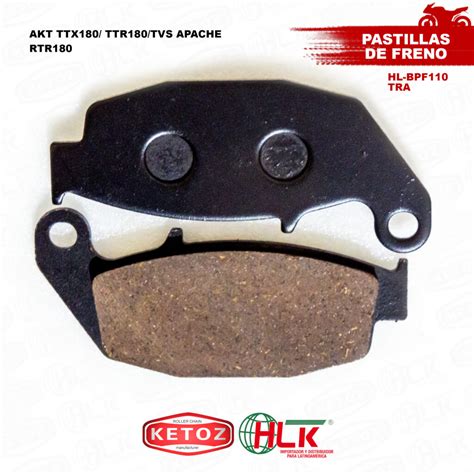 Pastillas De Freno Tra Akt TTX 180 Akt TTR 180 TVS Apache RTR 180