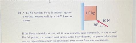 Solved A Kg Wooden Block Is Pressed Against A Chegg