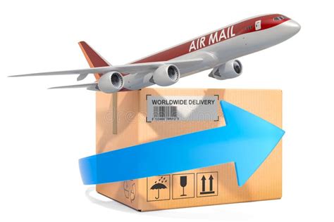 Air Freight Concept Parcels With Blue Arrow 3d Rendering Stock Illustration Illustration Of