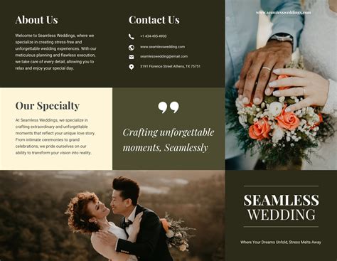 Dark Brown Wedding Tri Fold Brochure Template Venngage