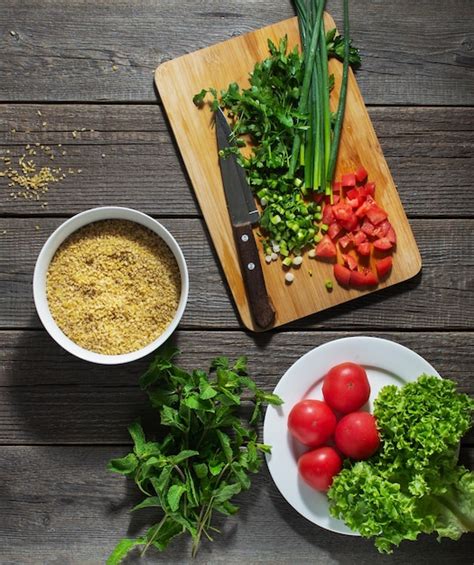 Premium Photo Eastern Dish Salad Tabouleh With Boiled Bulgur With