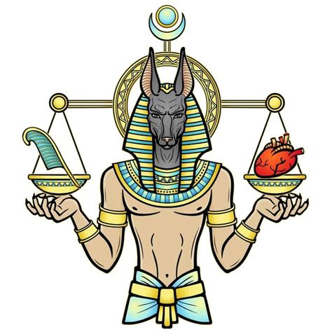 Retrato De Animaci N Dios Egipcio Anubis Mide El Coraz N Humano Y La