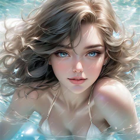 Premium Photo | Beautiful woman floating on crystal clear water