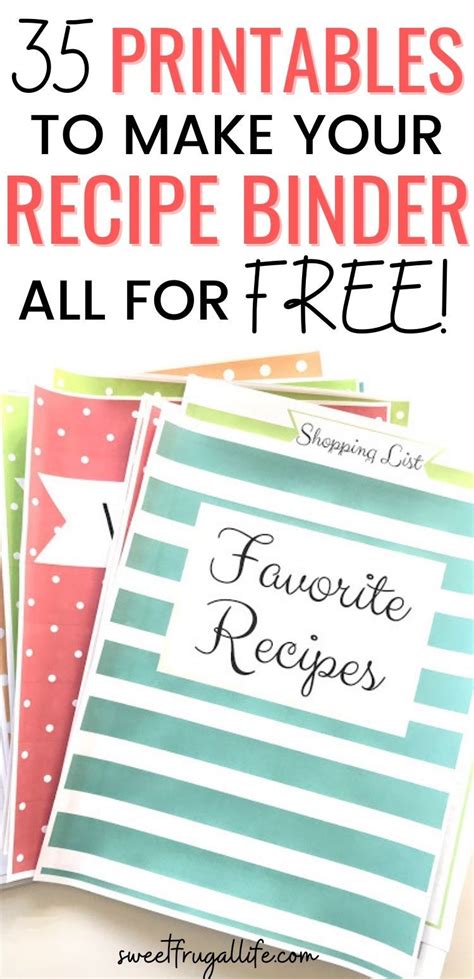 Free Recipe Binder Printables Sweet Frugal Life Recipe Binder Cover