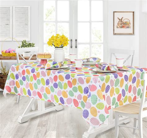 Amazon Kadut Easter Tablecloth Rectangle Easter Eggs Fabric Table