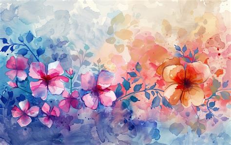 Premium Photo Watercolor Paint Multicolor Flowers As Background