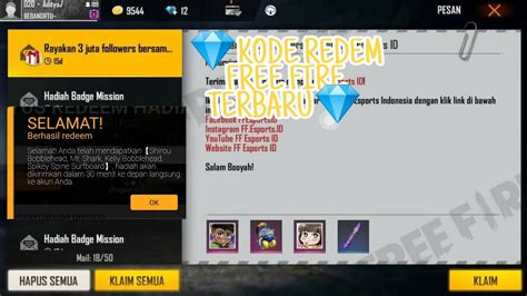 Kode Redem Free Fire Terbaru Work Youtube