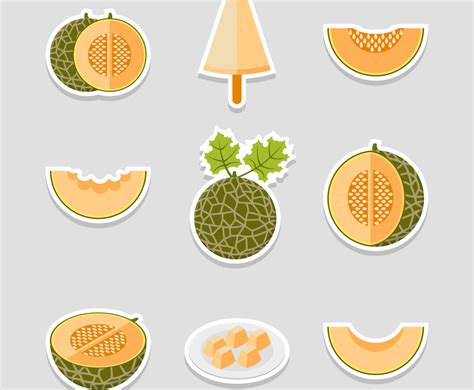 Melon For Summer Fruit Sticker Pack Freevectors