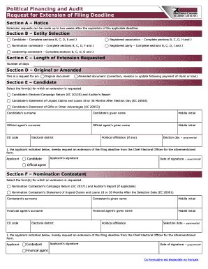 Fillable Online Request For Extension Of Filing Deadline Ec Fax