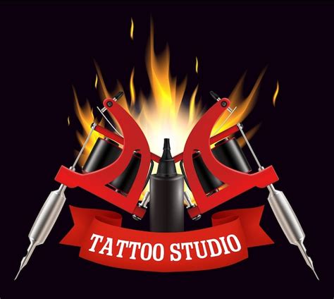 Premium Vector Tattoo Studio Label Emblem Logo Vector Template