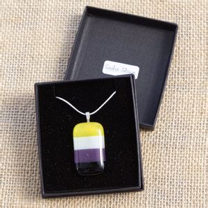 LGBTQ Necklace With Box Gay Pride Pendant Lesbian Bisexual Transgender Non Binary Asexual