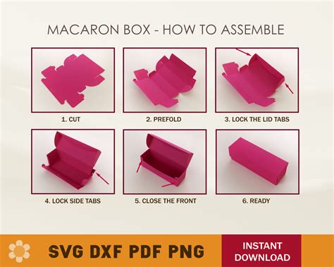 Macaron Box No Glue Template Svg Dxf Pdf Png Artcrafter Net