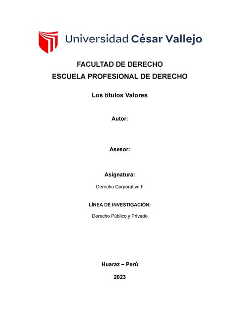 Ensayo De Corporativo Ii Facultad De Derecho Escuela Profesional De Derecho Los Títulos