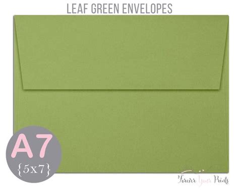 LEAF GREEN A7 Envelopes, 5x7 Invitation Envelopes, 5x7 Envelopes, Green ...