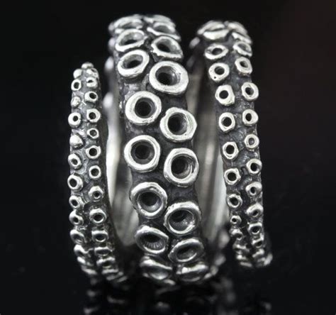 925 Sterling Silver Ring Men Adjustable Thumb Ring Octopus Tentacle