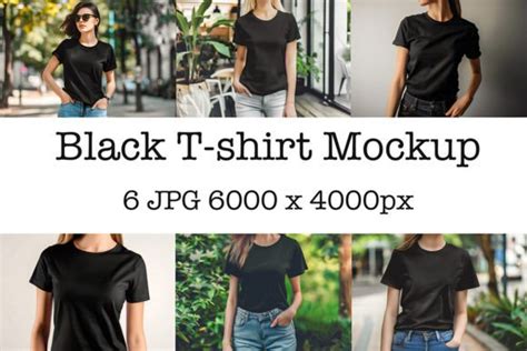 Black T Shirt Mockup On Woman Gildan T S Graphic By Vetalstock