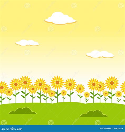 Landscape Seamless Background. Garden Seamless Background. Sunflower ...