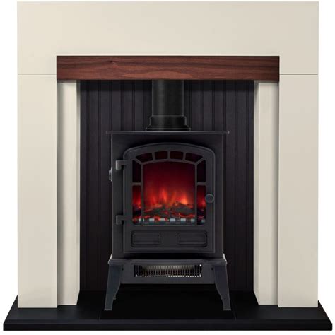 Adam Salzburg In Cream And Walnut With Aviemore Electric Stove In Black