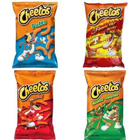 American Product Cheetos Snacks Puffs Crunchy Flamin Hot Crunchy Cheddar Jalapeno Crunchy