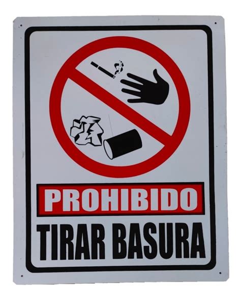 5 Letrero Señalizacion De Lamina Prohibido Tirar Basura Envío Gratis