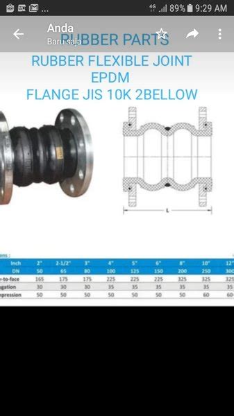 Jual Rubber Flexible Joint Epdm Pn Jis K Inch Dn Bellow