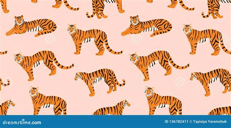 Trendy Tiger Pattern Vector Seamless Texture Stock Vector