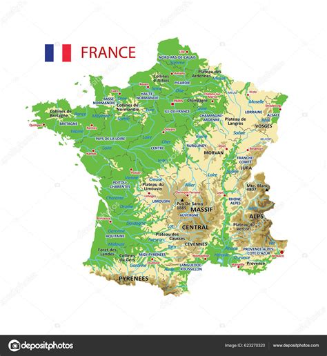 Vector Geographic Map France High Detailed Atlas France Mountains