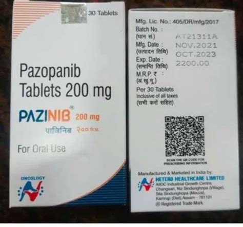 Pazopanib Votrient 200 Mg Capsules Prescription At Rs 7250 Bottle In