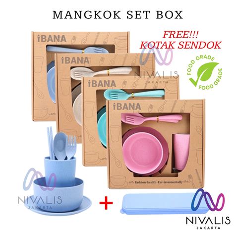 Jual NIVALIS JAKARTA MANGKOK SET KOTAK BOX 7IN1 WHEAT STRAW JERAMI