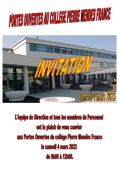 Portes Ouvertes Samedi Mars Coll Ge Pierre Mendes France