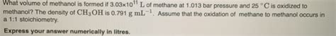 Solved What Volume Of Methanol Is Formed If X L Of Chegg