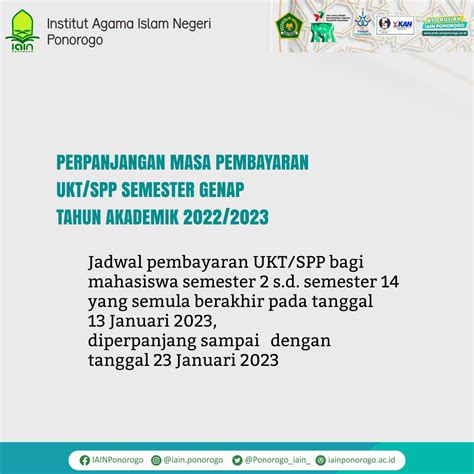 Perpanjangan Masa Pembayaran Ukt Spp Semester Genap Tahun Akademik