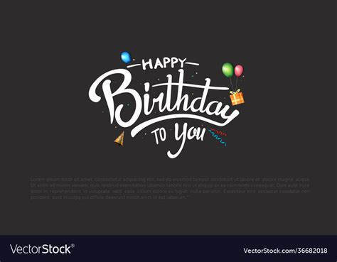 Happy Birthday Typography Design With White Vector Image