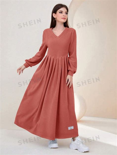 SHEIN Mulvari Vestido feminino manga lanterna e balanço árabe