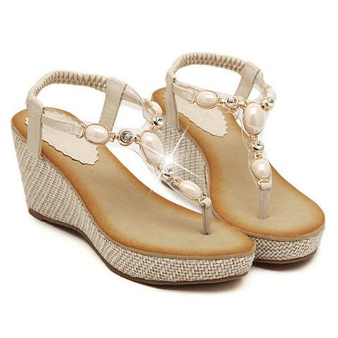 [67% OFF] Trendy Flip-Flop And Beading Design Women's Sandals | Rosegal