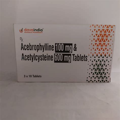 Acebrophylline 100mg And Acetylcysteine 600mg Tab Generic Davai