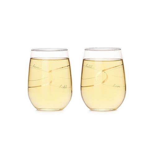 Have And Hold Stemless Wine Glasses Set Of 2 Wedding Goblets Uncommongoods