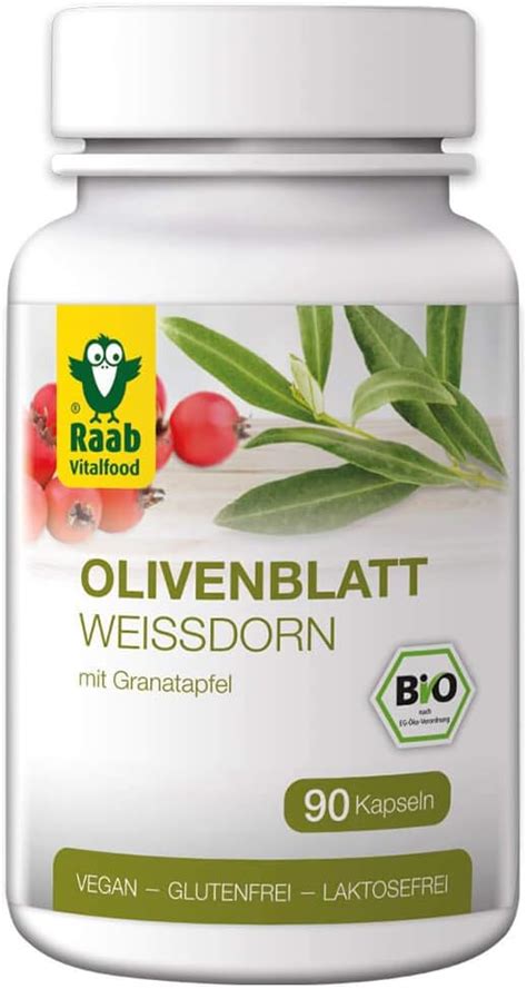 Raab Vitalfood Bio Olivenblatt mit Weißdorn Kapseln