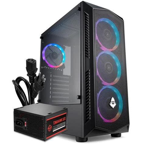 Kit Gabinete Gamer Mancer Aerostorm Rgb Fonte Tomahawk W Cabo De