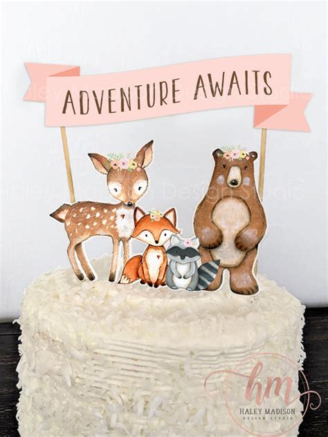 Woodland Cake Topper Adventure Awaits Cake Topper Woodland Etsy