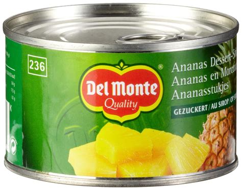 Del Monte Ananas Stücke gezuckert , 6er Pack (6 x 236 ml Dose): Amazon ...