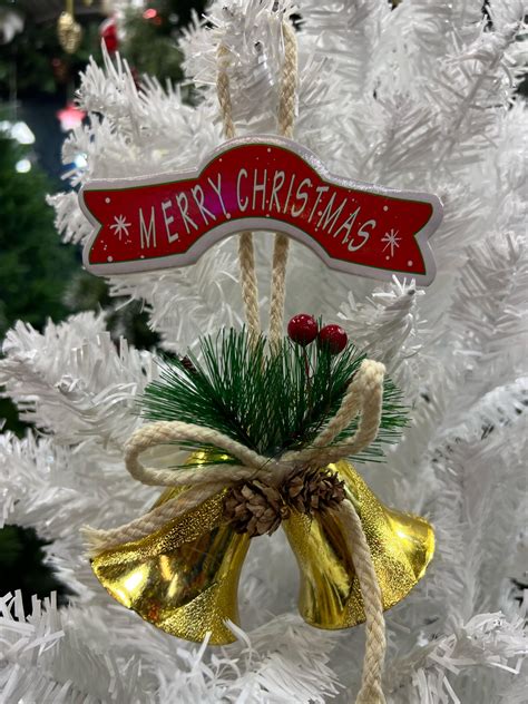 Double Golden Christmas Bells Ornament - Festive Elegance for Your Tree